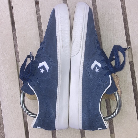 Converse Cons Pro Leather Low-Top Skate Shoes Navy Blue White Sz 7 - Picture 4 of 10